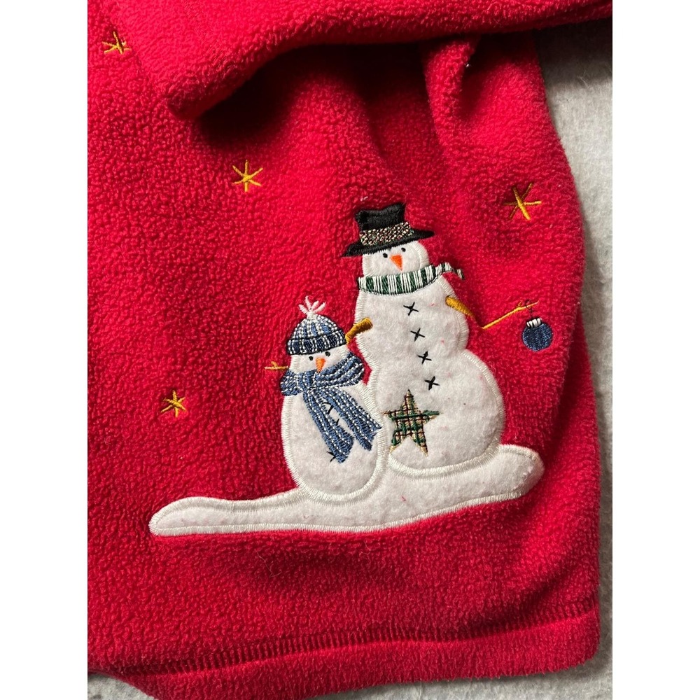 C&B Sport Red Fleece Snowman Embroidered Button Up Cardigan Sweater Women L VTG - Picture 2 of 7